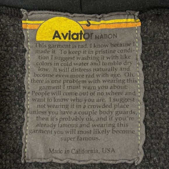 Aviator Nation 6 Stripe Zip Hoodie Charcoal Gray Rainbow Small Beachy Retro Rare - Picture 9 of 13